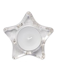 NISHA - Star-shaped glass candle holder, including candle 