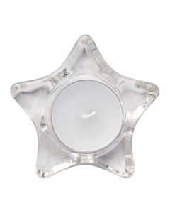 NISHA - Star-shaped glass candle holder, including candle 