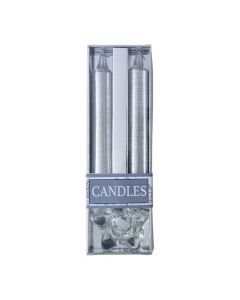 ALEXIA - Two glitter candles with glass holder 