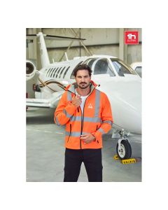 THC ZAGREB WORK - High-visibility softshell jacket for men, with removable hood