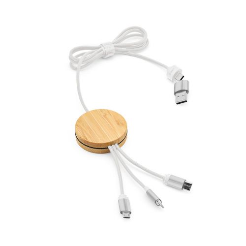 FEYNMAN - 5-in-1 Cable Bamboo and rPET. Backlit logo