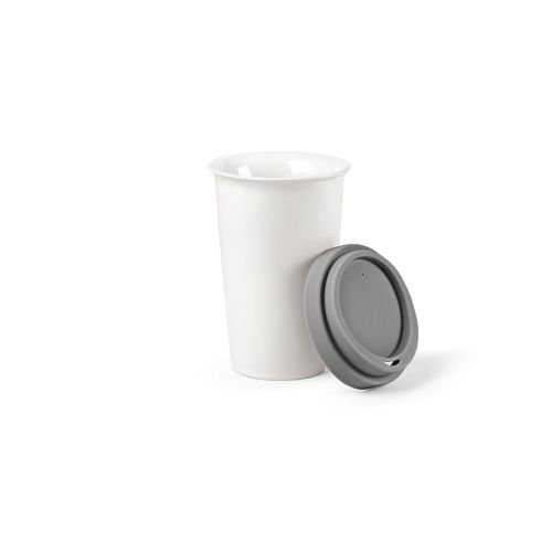 TAGUS - Travel Cup Ceramic 330ml. Double wall with coloured lid