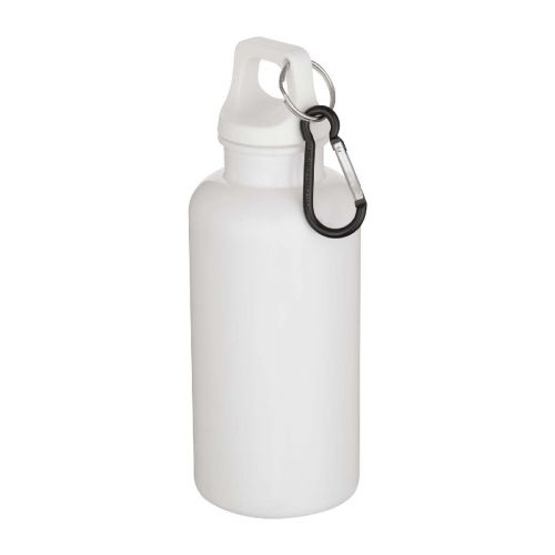 OREGON - 400 ml solid colour RCS recycled plastic water bottle with carabiner