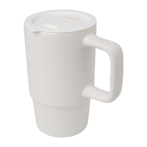 CARTER - 450 ml ceramic mug with plastic lid