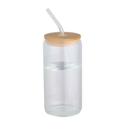 MIRAGE - 500 ml single-walled borosilicate glass jar with bamboo lid
