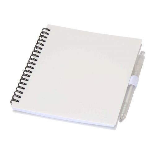 NIOVE - recycled plastic soft cover notebook and ballpoint pen set (blue ink)