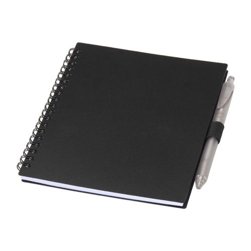 NIOVE - recycled plastic soft cover notebook and ballpoint pen set (blue ink)
