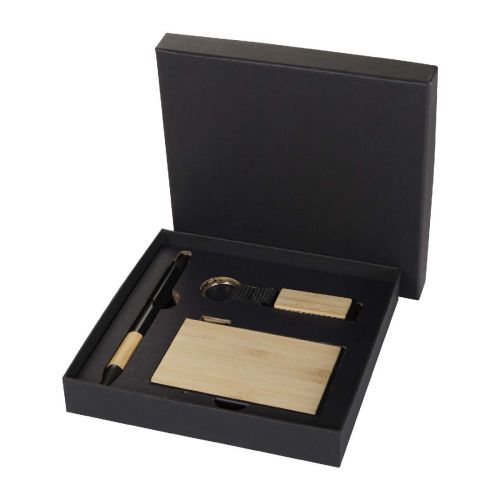 MINKA - RCS recycled aluminium ballpoint pen, keychain and RFID card holder gift set