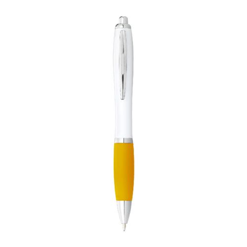NASH - ballpoint pen with white barrel and coloured grip (black ink)