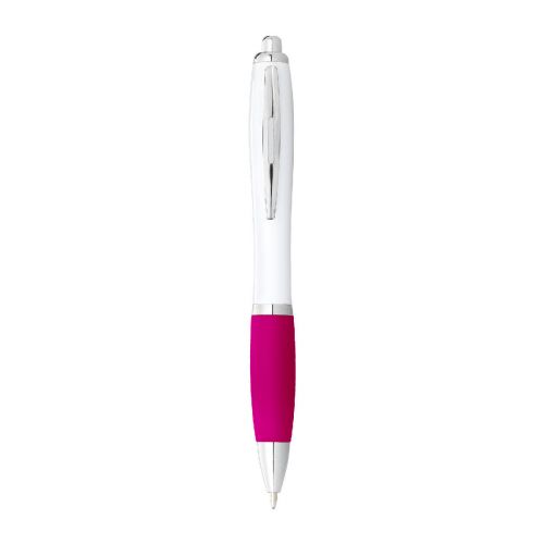 NASH - ballpoint pen with white barrel and coloured grip (black ink)