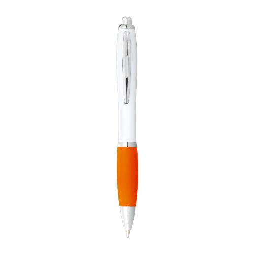 NASH - ballpoint pen with white barrel and coloured grip (black ink)