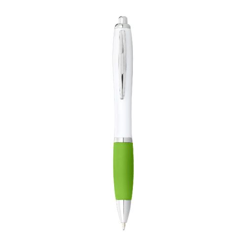 NASH - ballpoint pen with white barrel and coloured grip (black ink)