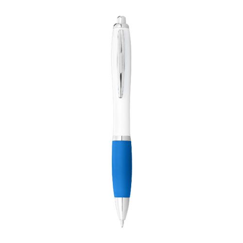 NASH - ballpoint pen white barrel and coloured grip (blue ink)