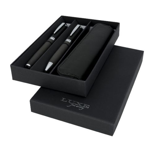 CARBON - duo pen gift set with pouch (black ink)