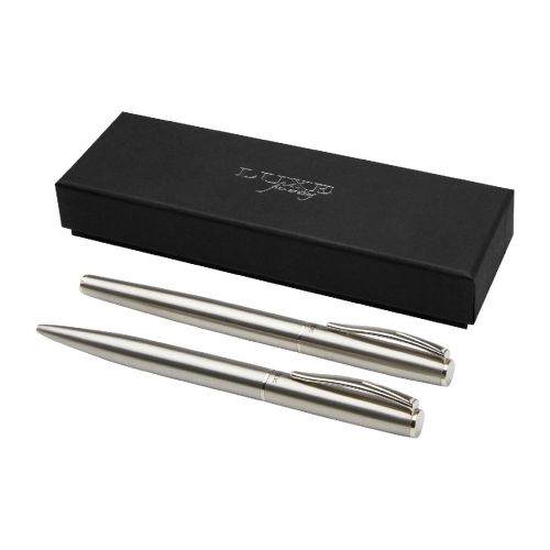 DIDIMIS - recycled stainless steel ballpoint and rollerball pen set (black ink)