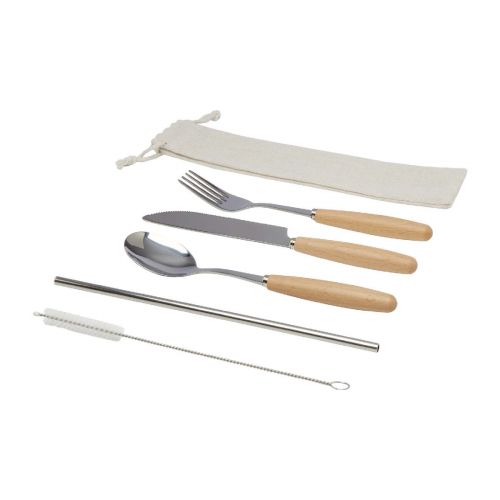 ROOT - 5-piece stainless steel and beech wood cutlery set