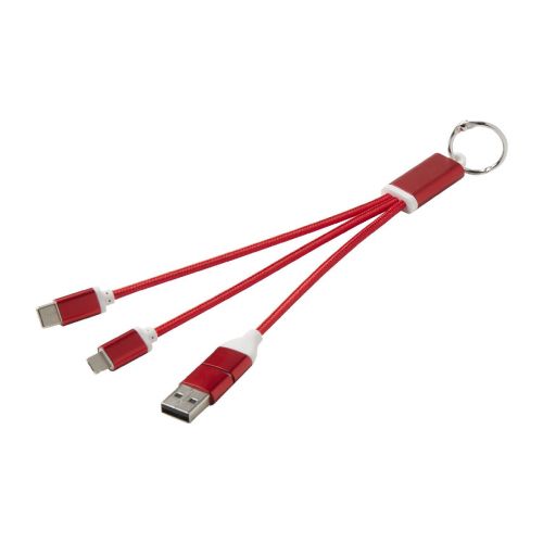 METAL - 4-in-1 recycled aluminium charging cable with keychain