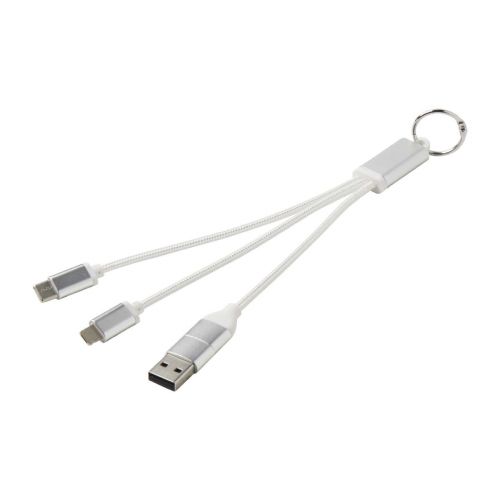 METAL - 4-in-1 recycled aluminium charging cable with keychain