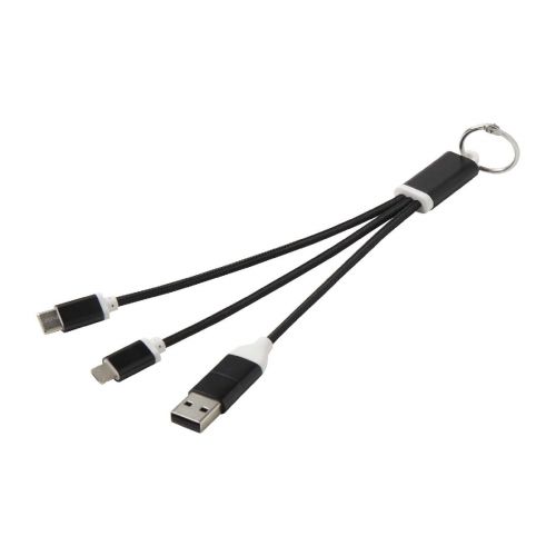 METAL - 4-in-1 recycled aluminium charging cable with keychain