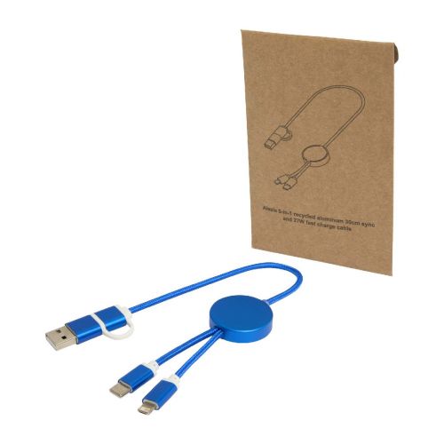 W ALASIA -Alasia 5-in-1 recycled aluminium and plastic 30 cm data sync and 27W fast charge cable