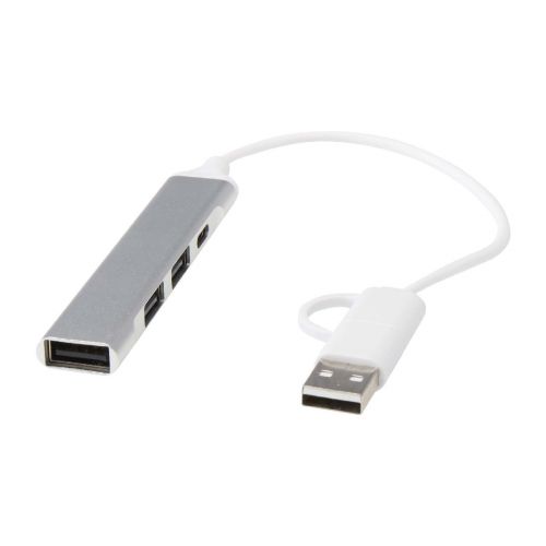 ALKAID - 4-port recycled aluminium USB-A and Type-C hub with dual input
