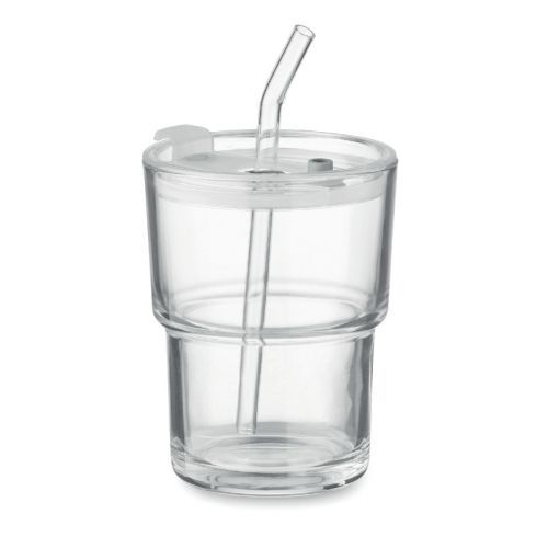 SIP - Glass tumbler with straw 400ml