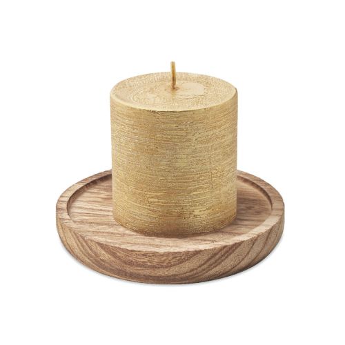 PENTAS - Candle on round wooden base