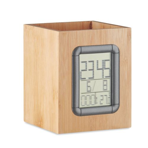 MANILA - Bamboo pen holder and lcd clock