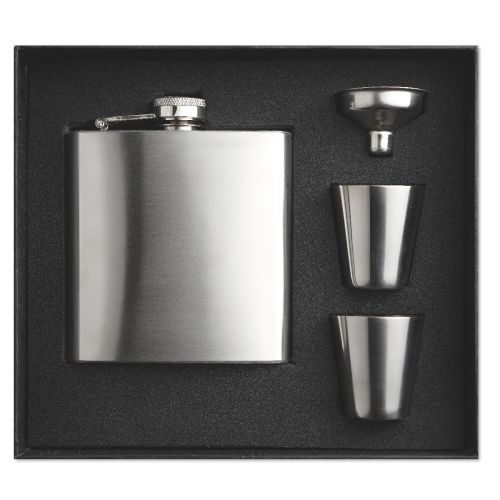 SLIMMY FLASK SET - Slim hip flask w 2 cups set