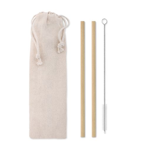 NATURAL STRAW - Bamboo straw w/brush in pouch