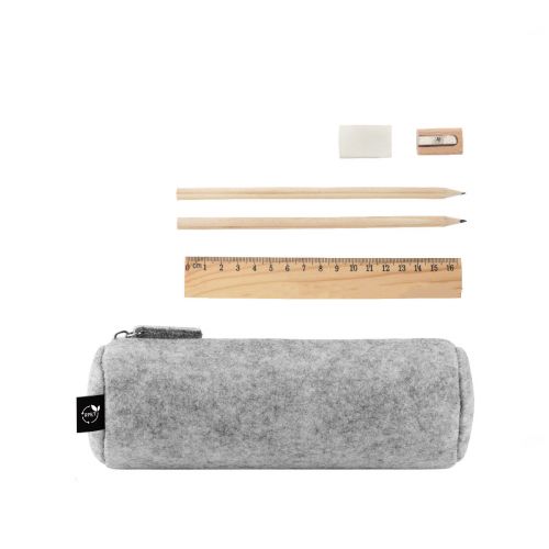 NOMAD - Multi-purpose case in recycled felt (100% rPET) with ruler, pencils, rubber and sharpener