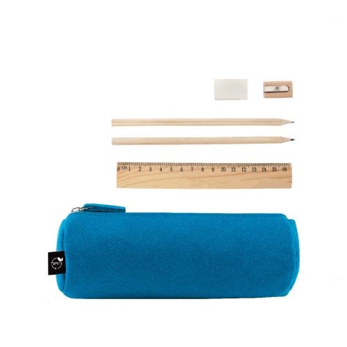 NOMAD - Multi-purpose case in recycled felt (100% rPET) with ruler, pencils, rubber and sharpener