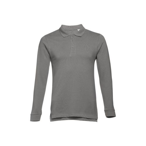 THC BERN - Men's long-sleeved 100% cotton piqué polo shirt with removable label