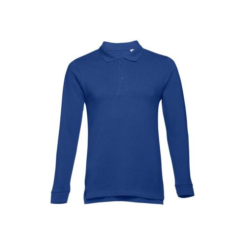 THC BERN - Men's long-sleeved 100% cotton piqué polo shirt with removable label