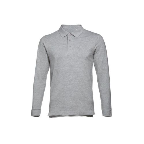 THC BERN - Men's long-sleeved 100% cotton piqué polo shirt with removable label