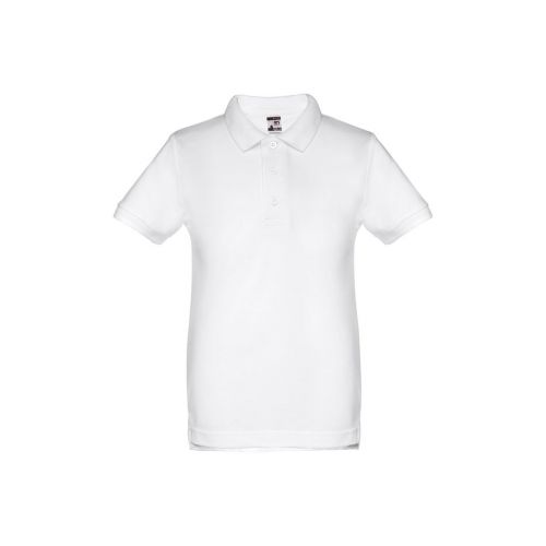 THC ADAM KIDS WH - Kids short-sleeved 100% cotton piqué polo shirt unisex). White