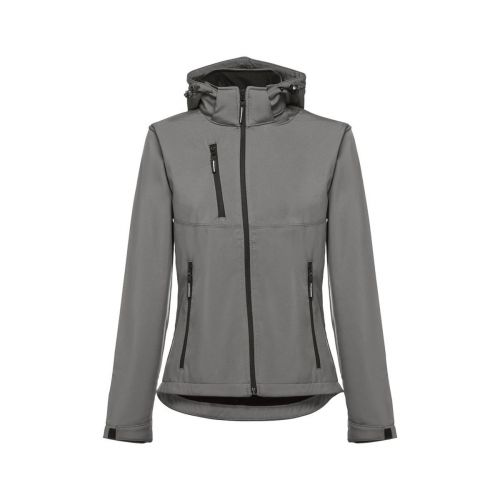 THC ZAGREB WOMEN - Women's softshell jacket with detachable hood and rounded back hem