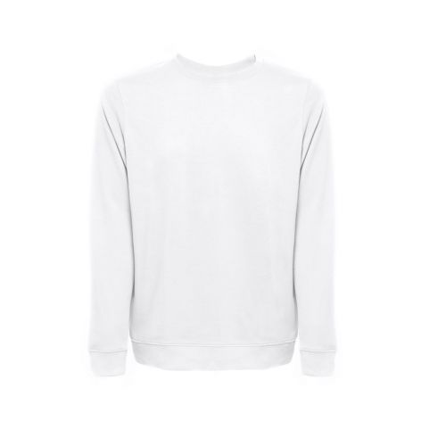 THC COLOMBO WH - Unisex sweatshirt in Italian with ribbed collar, cuffs and waistband. White