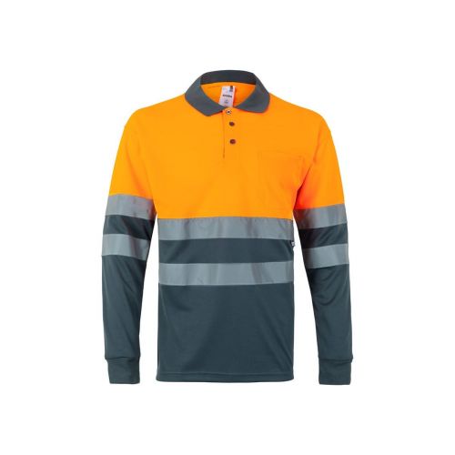 VL VULCAN - Two-tone bird-eye polo shirt (160g/m²) with long sleeves, in polyester (100%)