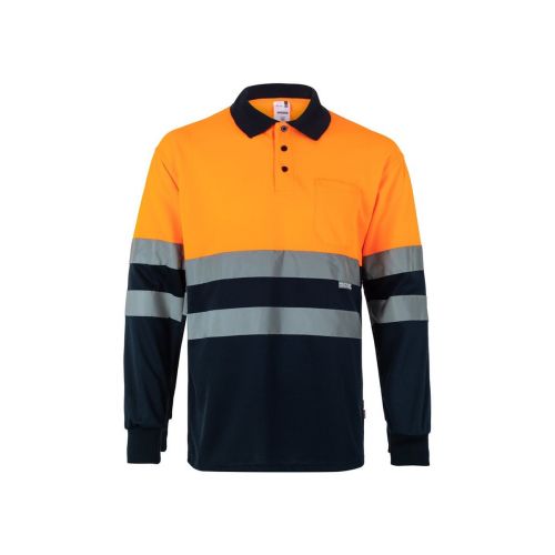 VL VULCAN LARGE - Two-tone bird-eye polo shirt (160g/m²) with long sleeves, in polyester (100%)