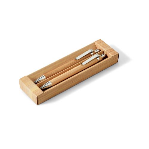 GREENY - Ball pen and mechanical pencil set in bamboo