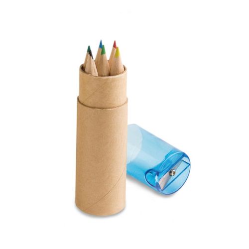 ROLS - Pencil box tube with 6 coloured pencils and sharpener