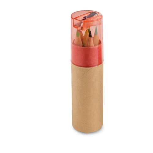 ROLS - Pencil box tube with 6 coloured pencils and sharpener