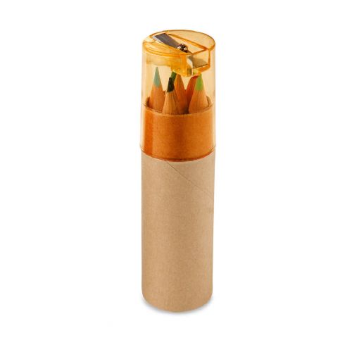 ROLS - Pencil box tube with 6 coloured pencils and sharpener