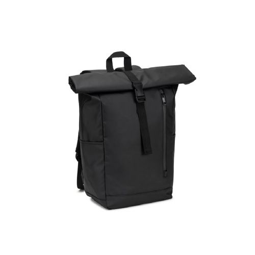 OSASCO BPACK - Roll top backpack with a zip system design that allows the top to be rolled up to fit the volume of the backpack, made from 600D recycled polyester