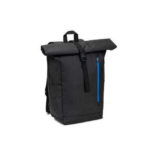 OSASCO BPACK - Roll top backpack with a zip system design that allows the top to be rolled up to fit the volume of the backpack, made from 600D recycled polyester