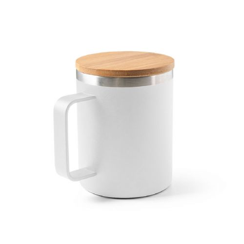 LAUDA - Mug in 90% recycled stainless steel with bamboo lid 420 mL