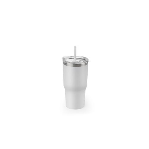 JOYNER M - Compact stainless steel travel cup (91% recycled) with vacuum insulated double wall and matt finish 600 mL