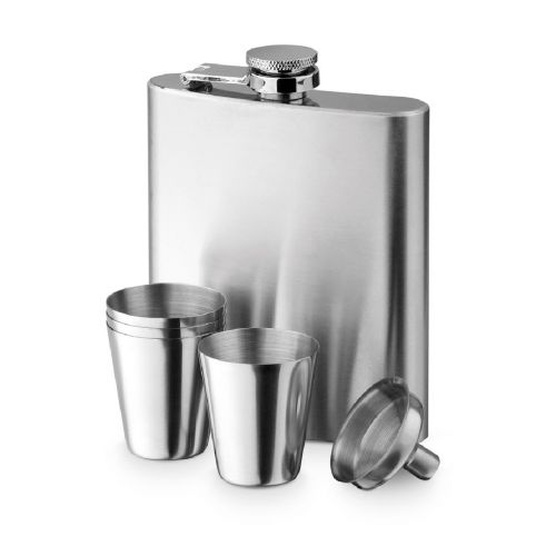 NOVAK - Stainless steel bottle and glasses set 200 mL