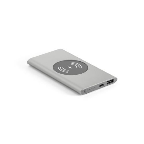 CASSINI - Power bank 4.000 mAh with 5W wireless charger in recycled aluminium (100% rAL)